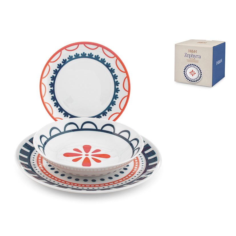 Vajilla Porcelana 18 PZAS Zephyra plato - Imagen 2
