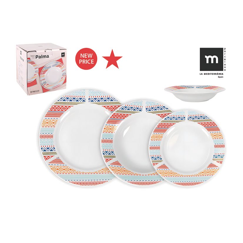 Vajilla Porcelana 18 Pzas. Palma 18 Piezas
