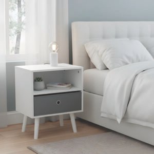 Mesita Aux. 1 Cajon Blanco Gris 29 X 47 Cm 47 Cm