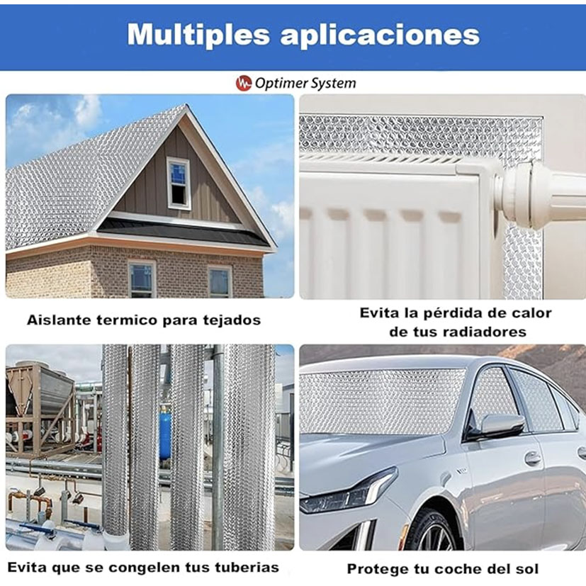 Aislamiento Térmico Reflexivo Multiusos Optimer System 1,20 X 10 M. Cobertura 12 M² - Imagen 4