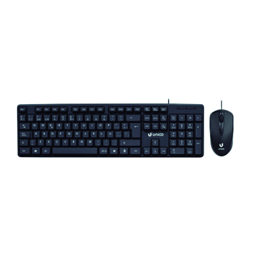 Ratón y Teclado con Cable Unico Teclado 43,82 X 12,81 X 22 Cm.ratón 11,8 X 5,8 X 3.8 Cm Negro