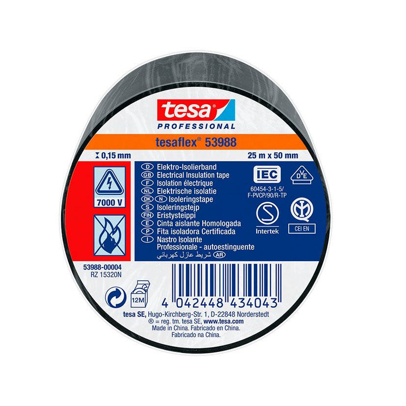 Cinta Aislante Homologada 25 X 50 Mm Ngr 25 M Negro Tesa