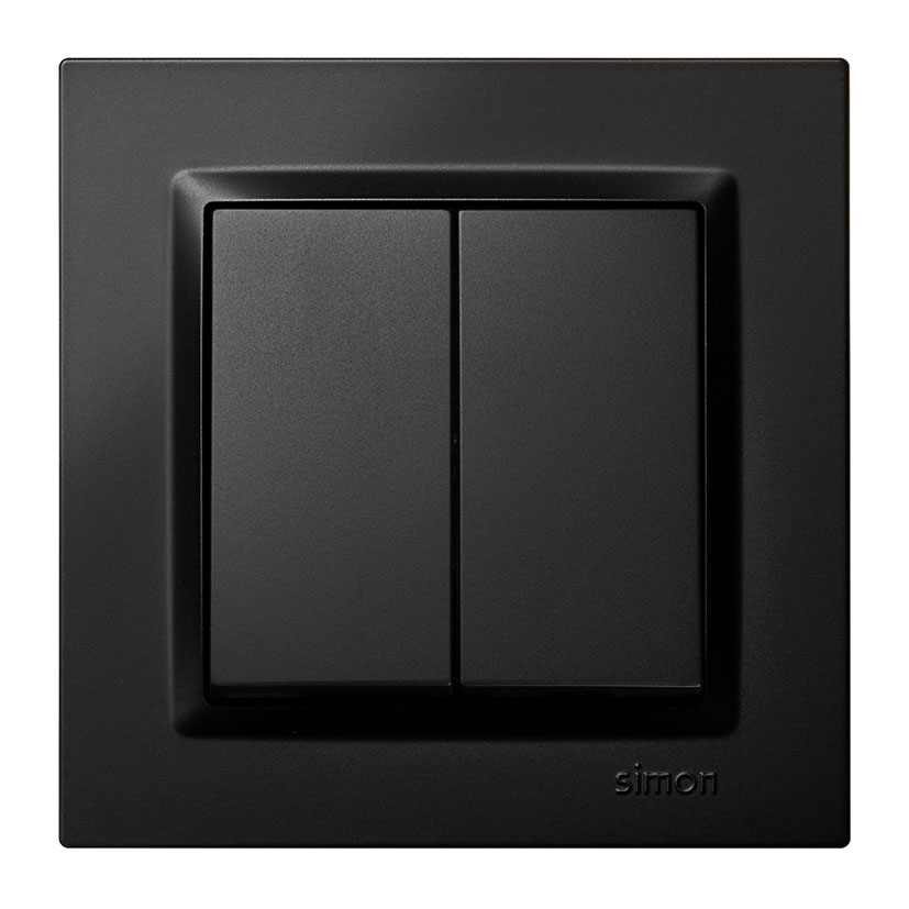 Doble Conmutador Negr Simon 10 8.4 Cm Negro