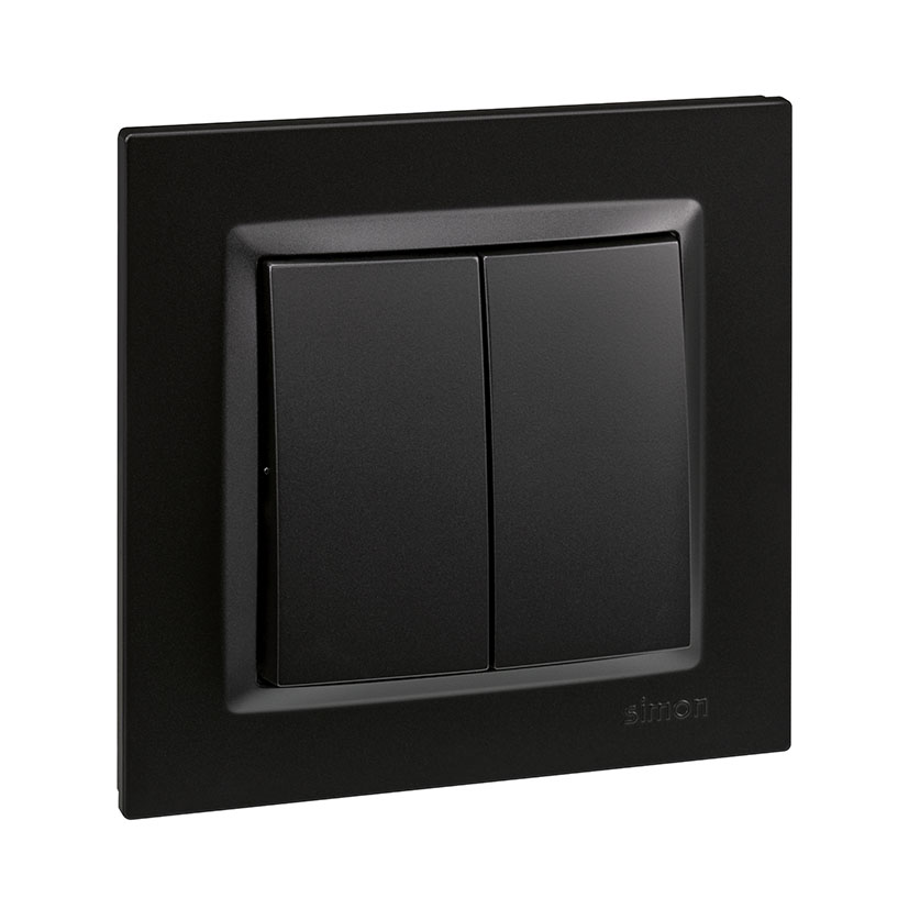Doble Conmutador Negr Simon 10 8.4 Cm Negro - Imagen 2
