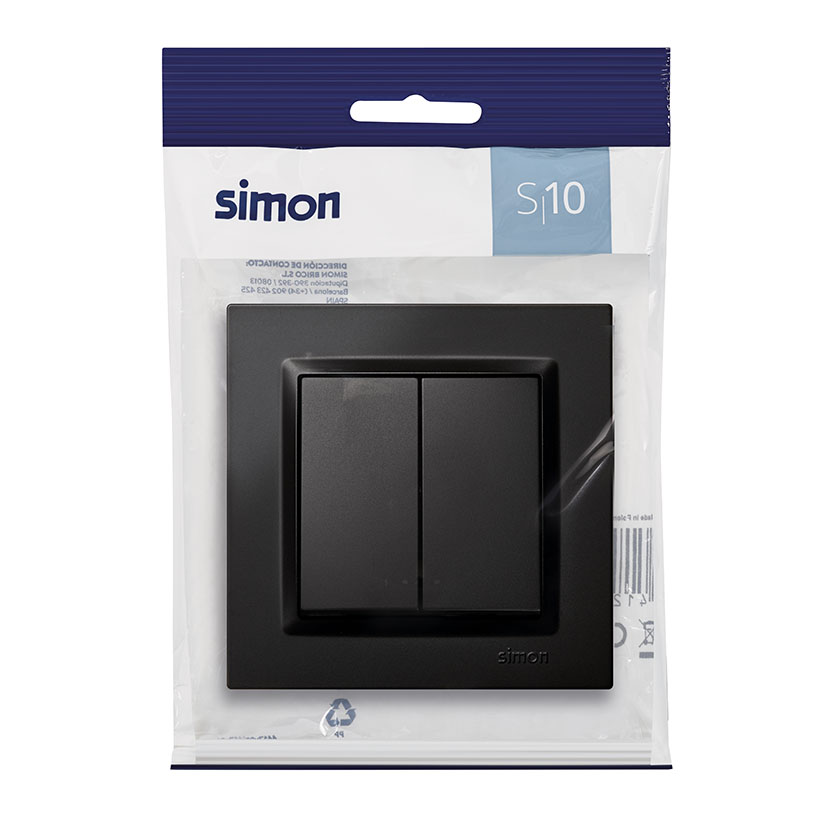 Doble Conmutador Negr Simon 10 8.4 Cm Negro - Imagen 3