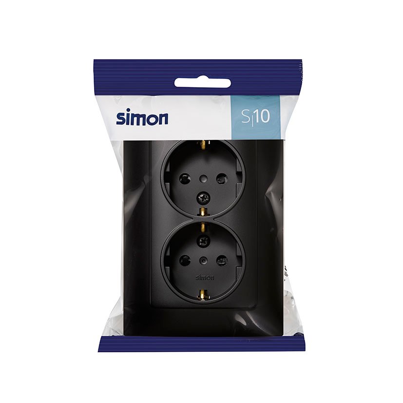 Doble Base Schuko Ng Simon 10 Negro - Imagen 3