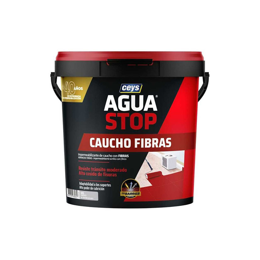 Impermeabilizante Agua Stop Caucho con Fibras 5 Kg Negro