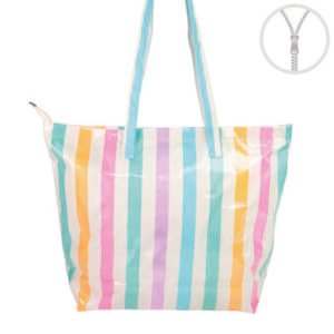 Bolso Playa con Cremallera Rayas Colores 38 Cm