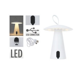Lámpara de Mesa Recargable Blanca Tamaño 15 X 17 Cm.incluye 1 Batería de Ion-litio 18650 de 3,7 V y 1200 Mah (No Re