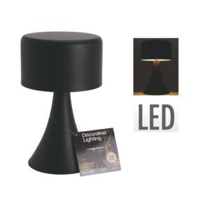 Lámpara de Mesa LED Negra Ø 12,5 H 21 Cmpantalla Ø 12,5 H 7.5 Cm.peso 388 Gr