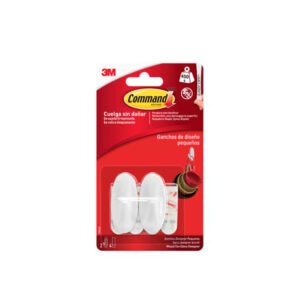 Colgador Adhesivo 3M Serie Command Pequeños. 2 Uds. (2 Juegos). Soporta 450 G. Blanco. 7100352135