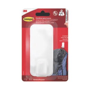 Ganchos para Utensilios 3M Serie Command. Extra Grandes. 4 Uds. Marcos 60-90 Cm. Soporta 2.25 Kg Cada Juego. Blanca