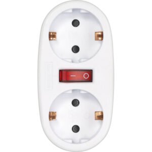 Adaptador Enchufe Frontal 2 Tomas Simon 2 Tomas. Blanco
