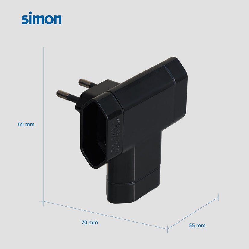 Adaptador 3T 10A Plano N Simon Negro - Imagen 2