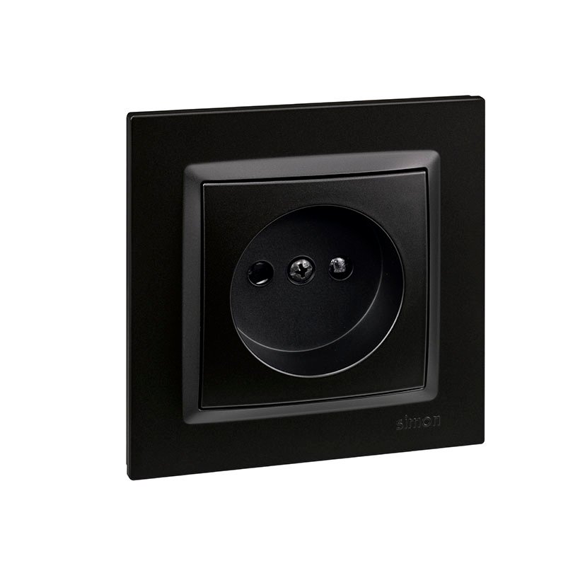 Enchufe Bipolar Negro Simon 10 - Imagen 2