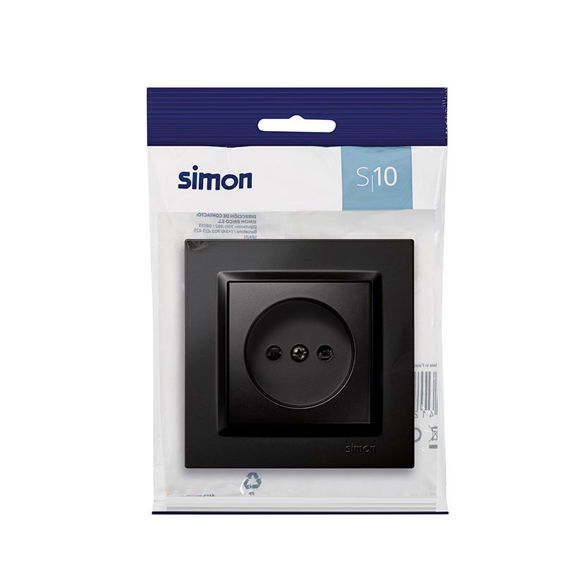 Enchufe Bipolar Negro Simon 10 - Imagen 3