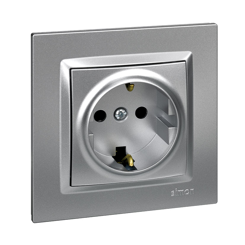 Enchufe Schuko Alum Simon 10 - Imagen 2
